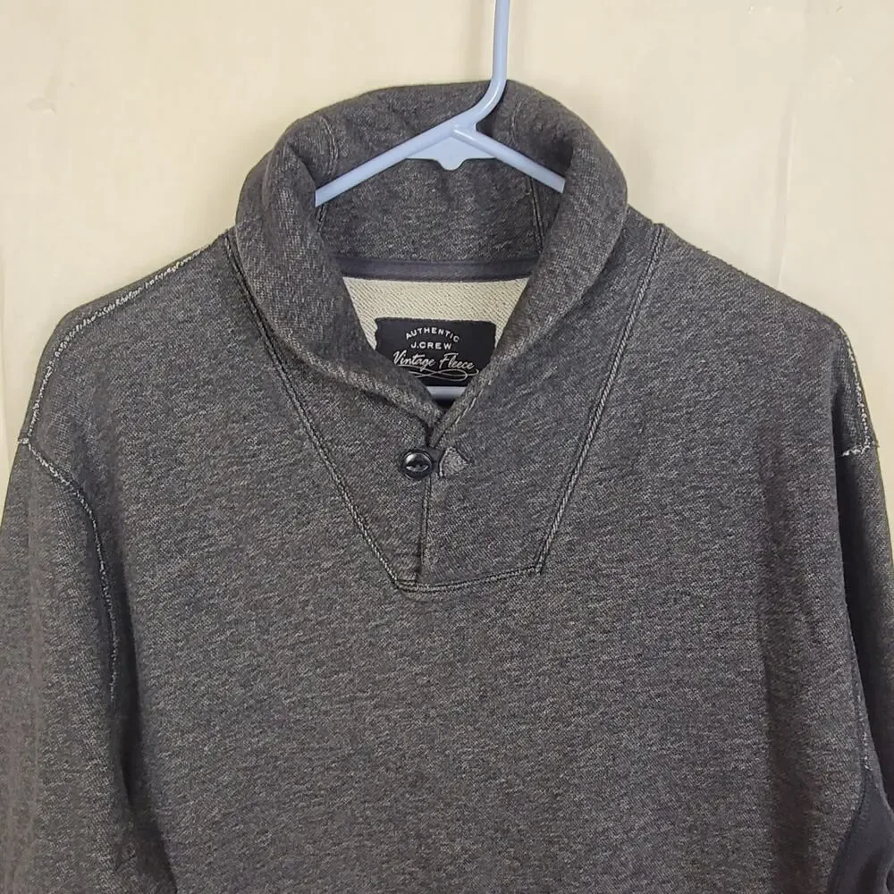 J.Crew Vintage Fleece grey shawl collar sweatshirt size medium Preppy Casual